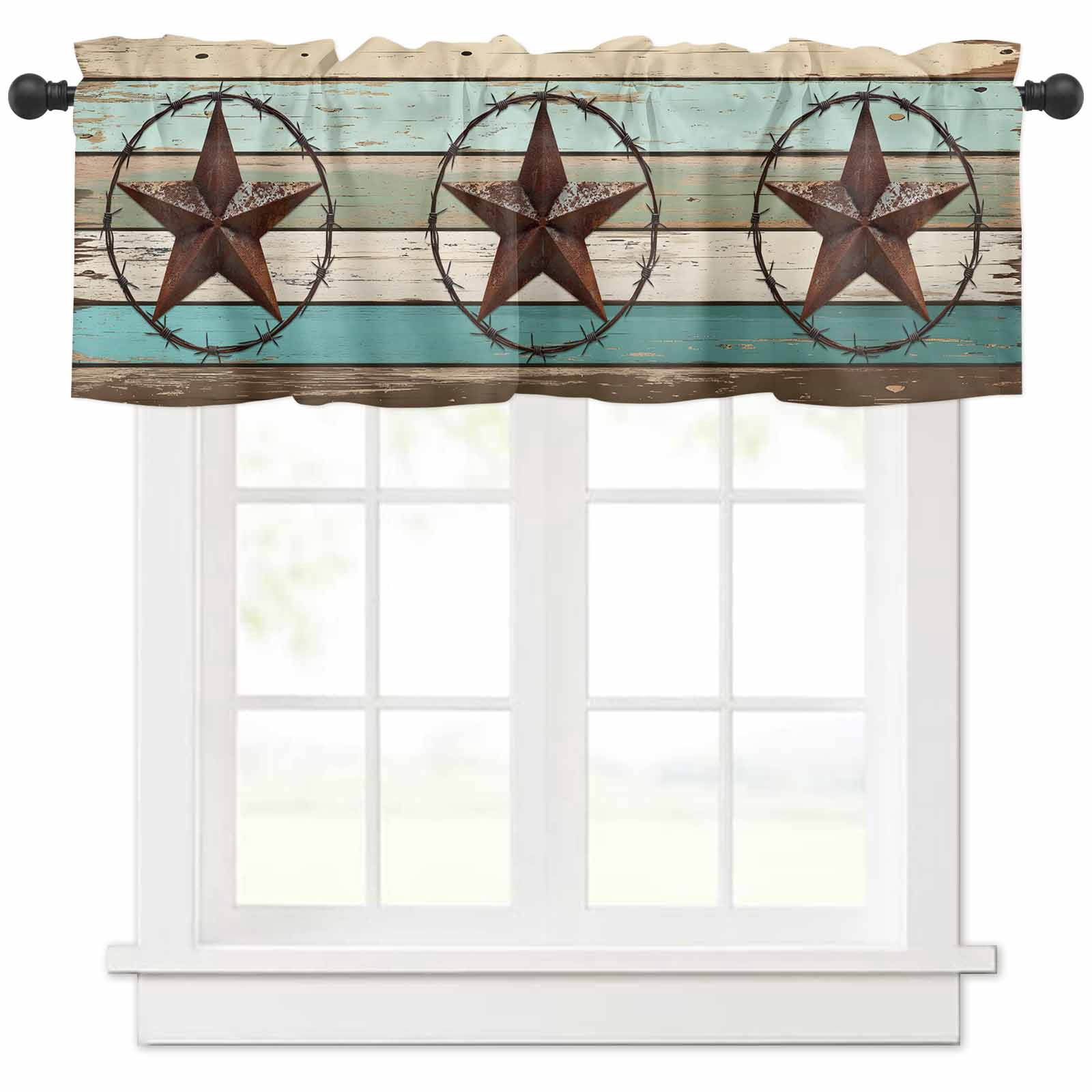 nqOlkjepod Texas Star Western Farmhouse Short Window Curtain Valances ...