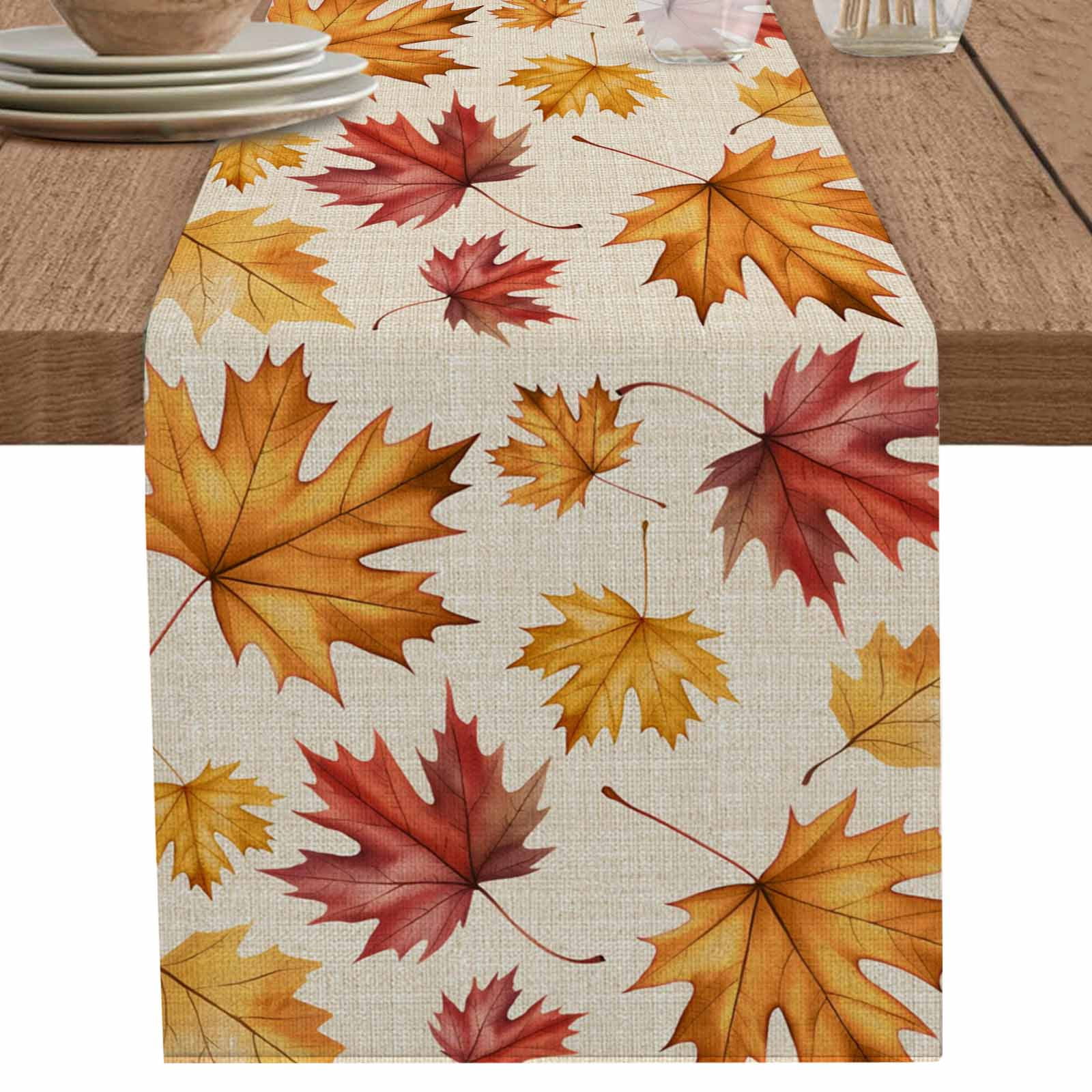 nqOlkjepod Thanksgiving Maple Table Runner 90 Inches Long Farmhouse ...