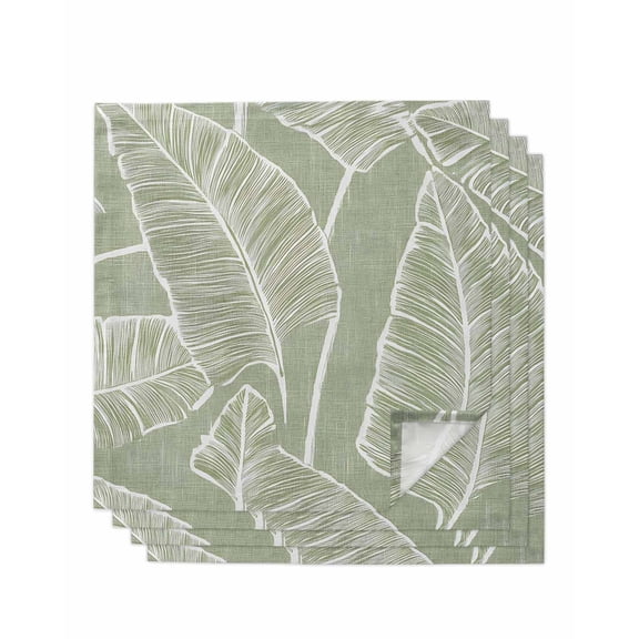 nqOlkjepod Tropical Bloom Silhouettes Cloth Napkins Set of 4 Reusable Dinner Napkins, Green Palm Leaf Cocktail Napkin Washable Table Napkins for Wedding/Holiday Party/Baby Shower 20"x20"