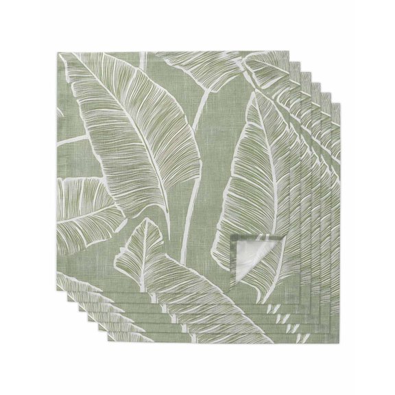nqOlkjepod Tropical Bloom Silhouettes Cloth Napkins Set of 6 Reusable Dinner Napkins, Green Palm Leaf Cocktail Napkin Washable Table Napkins for Wedding/Holiday Party/Baby Shower 20"x20"