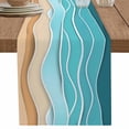 thumbnail image 1 of nqOlkjepod Turquoise Beach Table Runner 90 Inches Long Farmhouse Dress Scarves, Abstract Ripple Gradient Ocean Sand Dining Tablerunner for Coffee Table/Kitchen Island/Party Décor, 13" x 90", 1 of 8