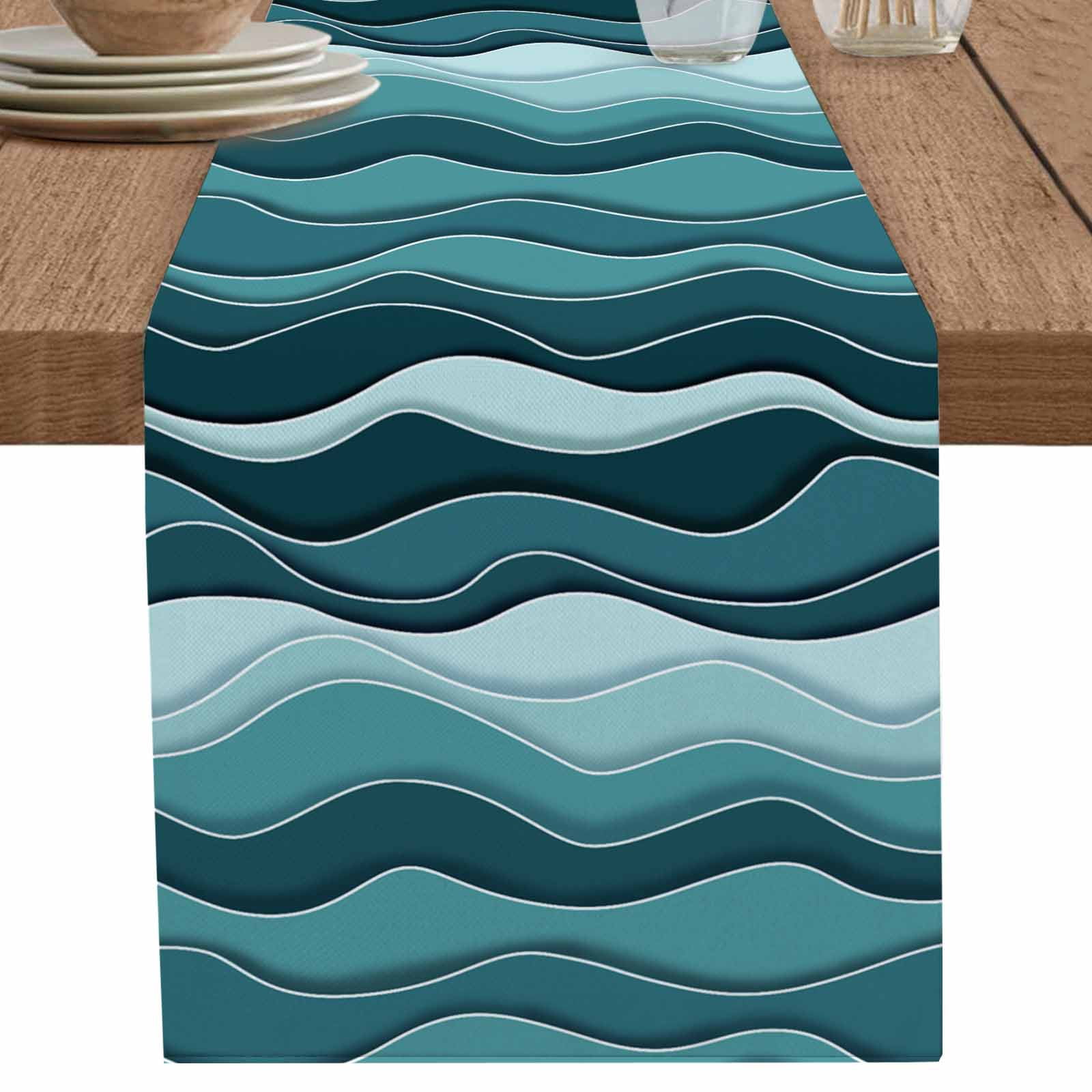 nqOlkjepod Turquoise Ombre Table Runner 70 Inches Long Farmhouse Dress ...