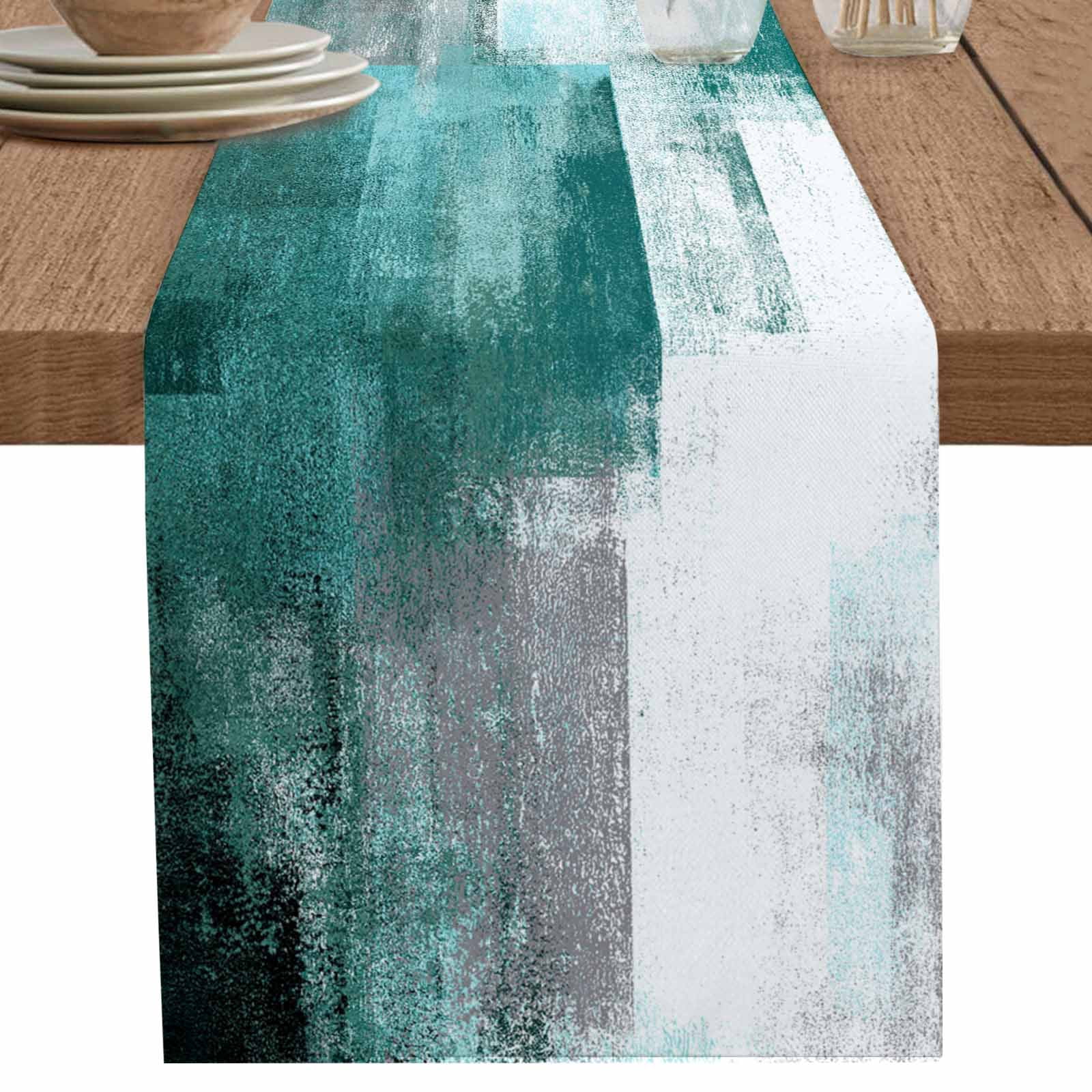 nqOlkjepod Turquoise Ombre Table Runner 72 Inches Long Farmhouse Dress ...
