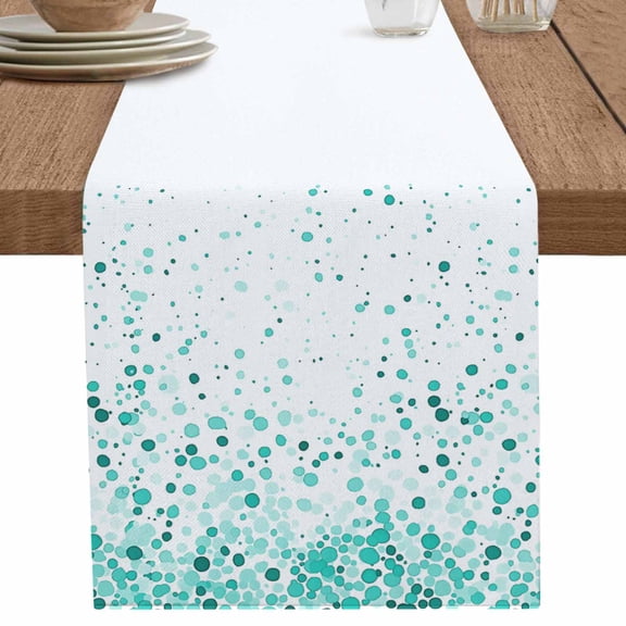 nqOlkjepod Turquoise Polka Dot Table Runner 36 Inches Long Farmhouse Dress Scarves, Abstract Modern Art Dots Watercolor Dining Tablerunner for Coffee Table/Kitchen Island/Party, Small 13" x 36"