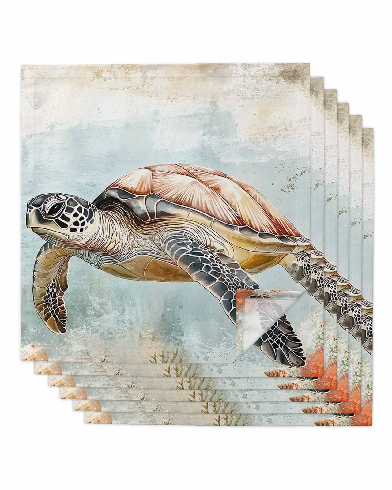 nqOlkjepod Turtle Cloth Napkins Set of 6 Reusable Dinner Napkins ...