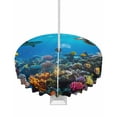 thumbnail image 1 of nqOlkjepod Turtle Outdoor Tablecloth with Umbrella Hole & Zipper, Blue Ocean Sea Shark Coral Cartoon Fish Summer Round Table Cover 54 Inch, Dining Waterproof Table Cloth Protector for Patio/Party, 1 of 7