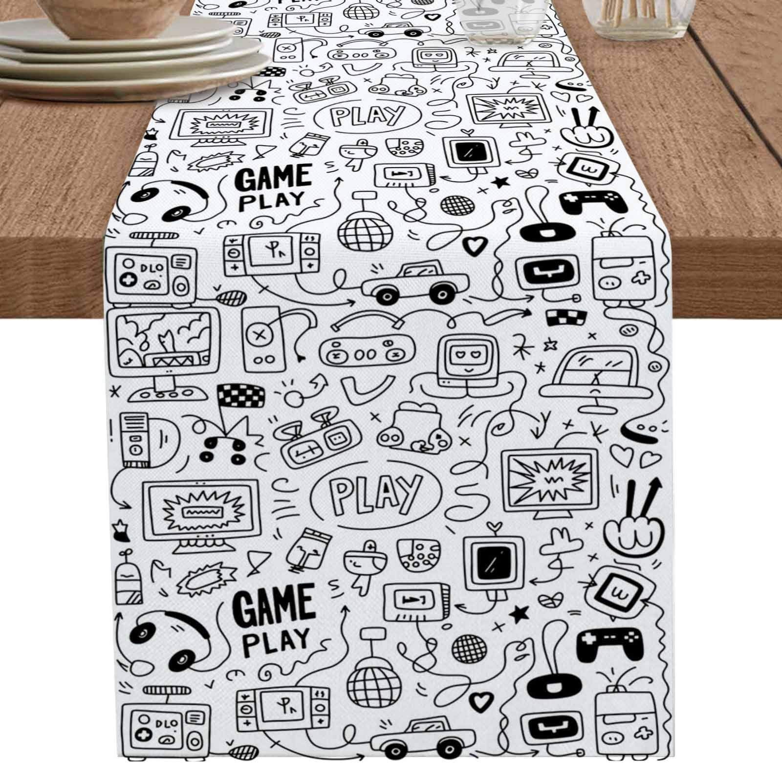 nqOlkjepod Video Game Table Runner 72 Inches Long Farmhouse Dress ...