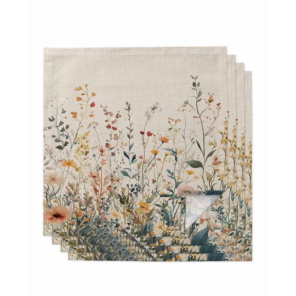 nqOlkjepod Vintage Botanical Cloth Napkins Set of 4 Reusable Dinner Napkins, Spring Floral Summer Botanical Rustic Cocktail Napkin Washable Table Napkins for Wedding/Party/Baby Shower 20"x20"