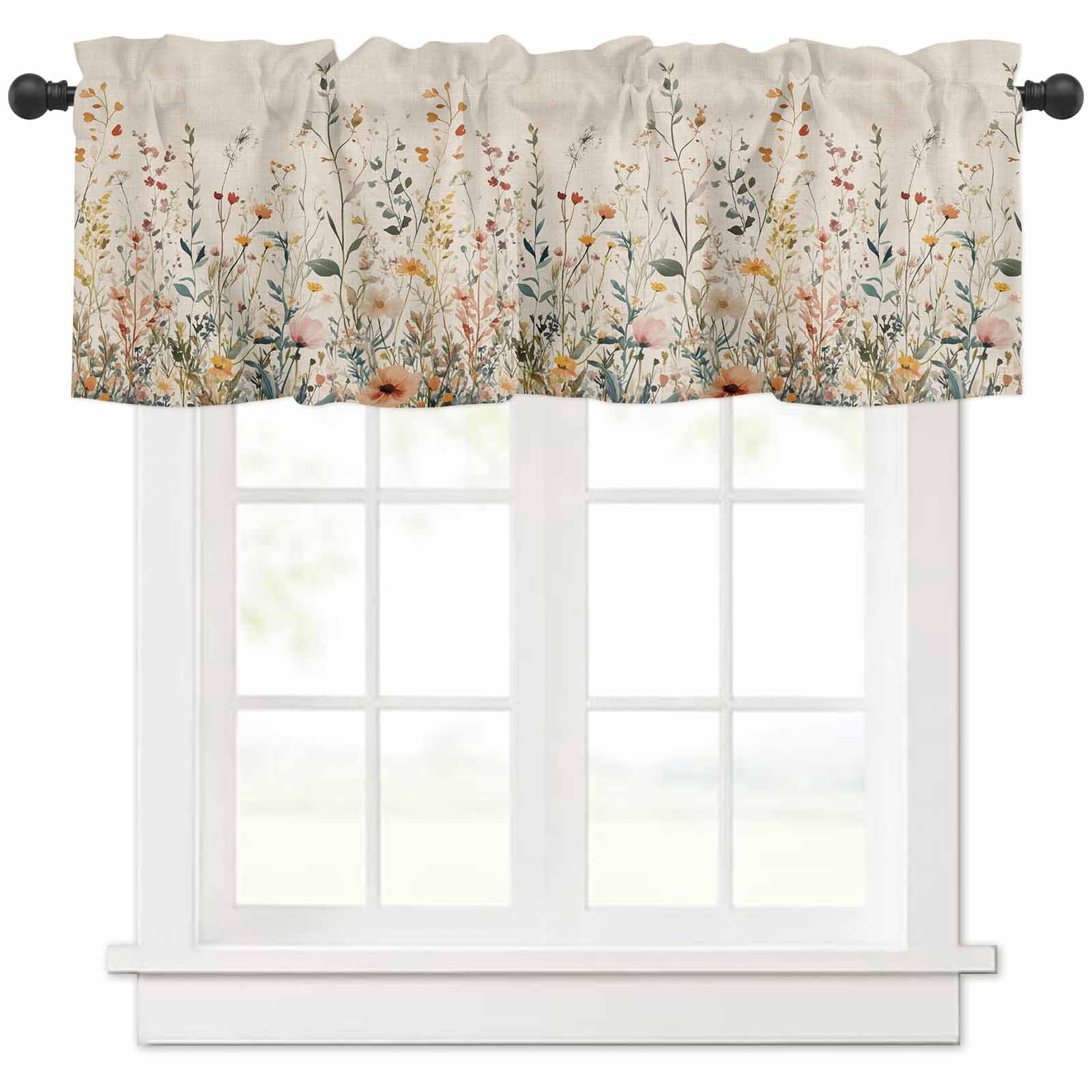 nqOlkjepod Vintage Botanical Farmhouse Short Window Curtain Valances ...
