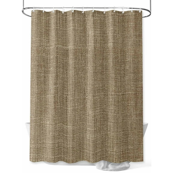 nqOlkjepod Vintage Brown Shower Curtain, Waterproof Shower Curtains for Bathroom, Farmhouse Retro Dark Solid Color Linen Texture Washable Bathtub Curtain Set Bath Decor with 12 Hooks Stall 36"x72"