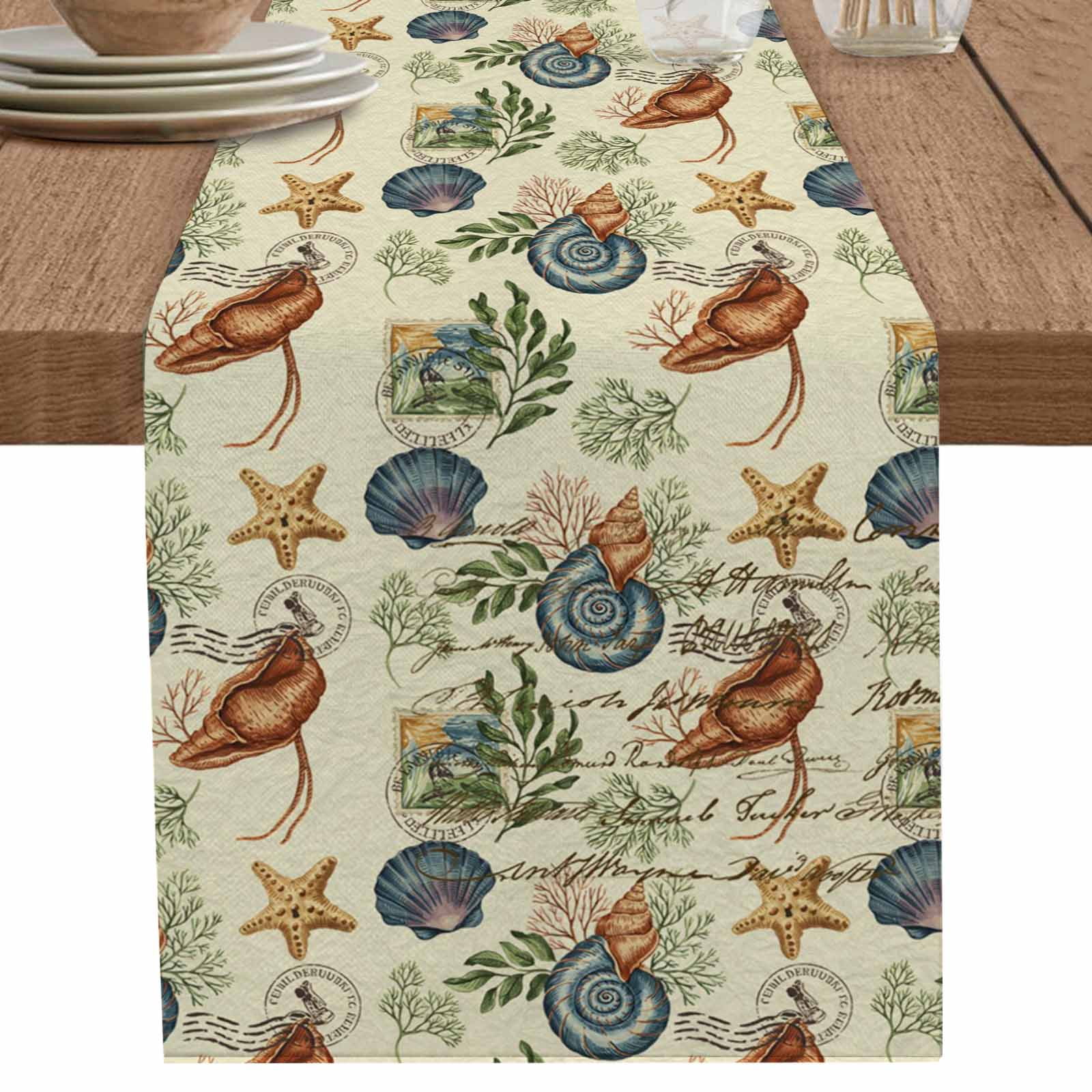 nqOlkjepod Vintage Coastal Table Runner 70 Inches Long Farmhouse Dress ...