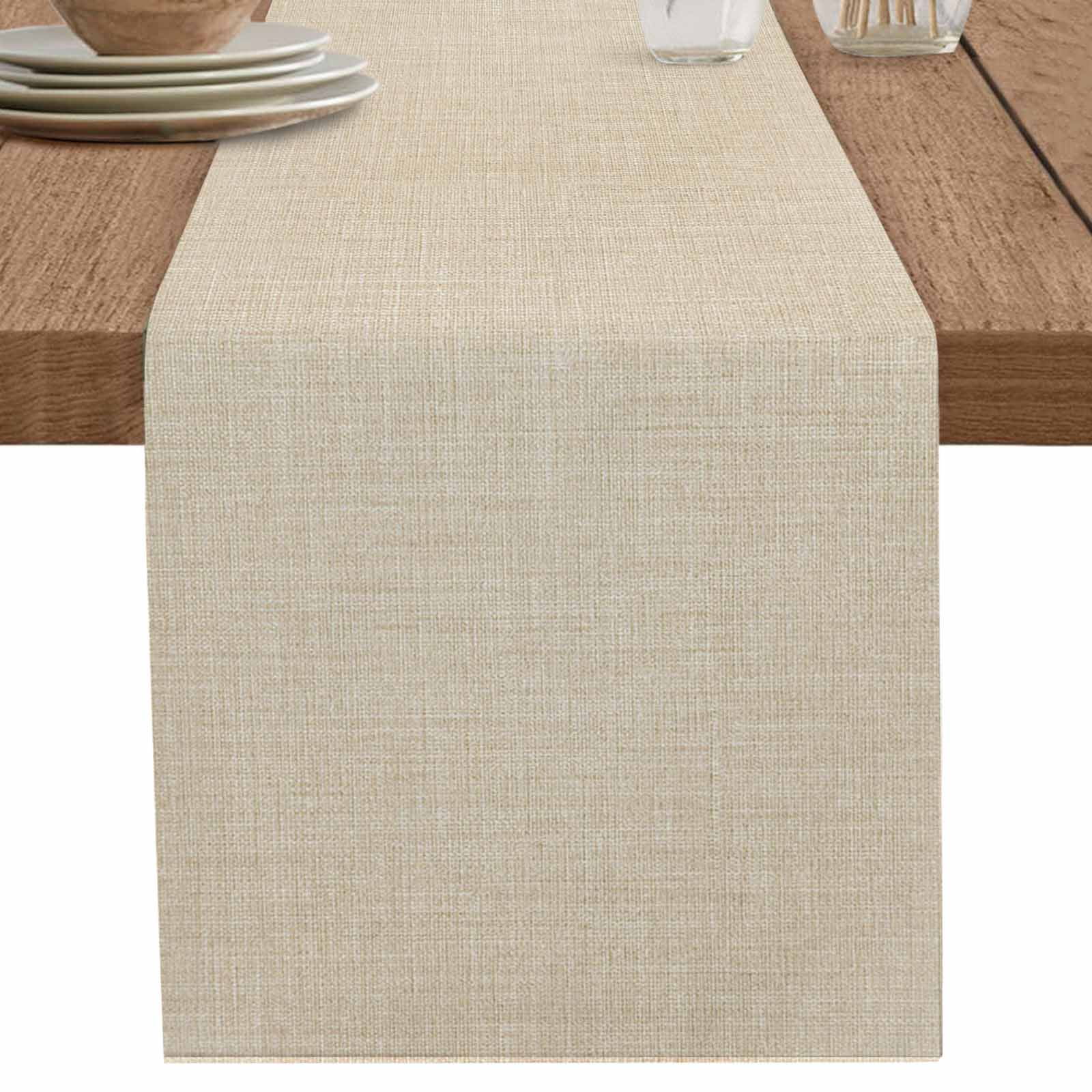 nqOlkjepod Vintage Cream Table Runner 108 Inches Long Farmhouse Dress Scarves, Farmhouse Retro Beige Solid Color Dining Tablerunner for Coffee Table/Kitchen Island/Party Décor, 13" x 108"
