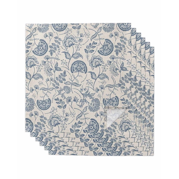 nqOlkjepod Vintage Floral Cloth Napkins Set of 6 Reusable Dinner Napkins, Summer Retro Flowers Farmhouse Cocktail Napkin Washable Table Napkins for Wedding/Holiday Party/Baby Shower 20"x20"