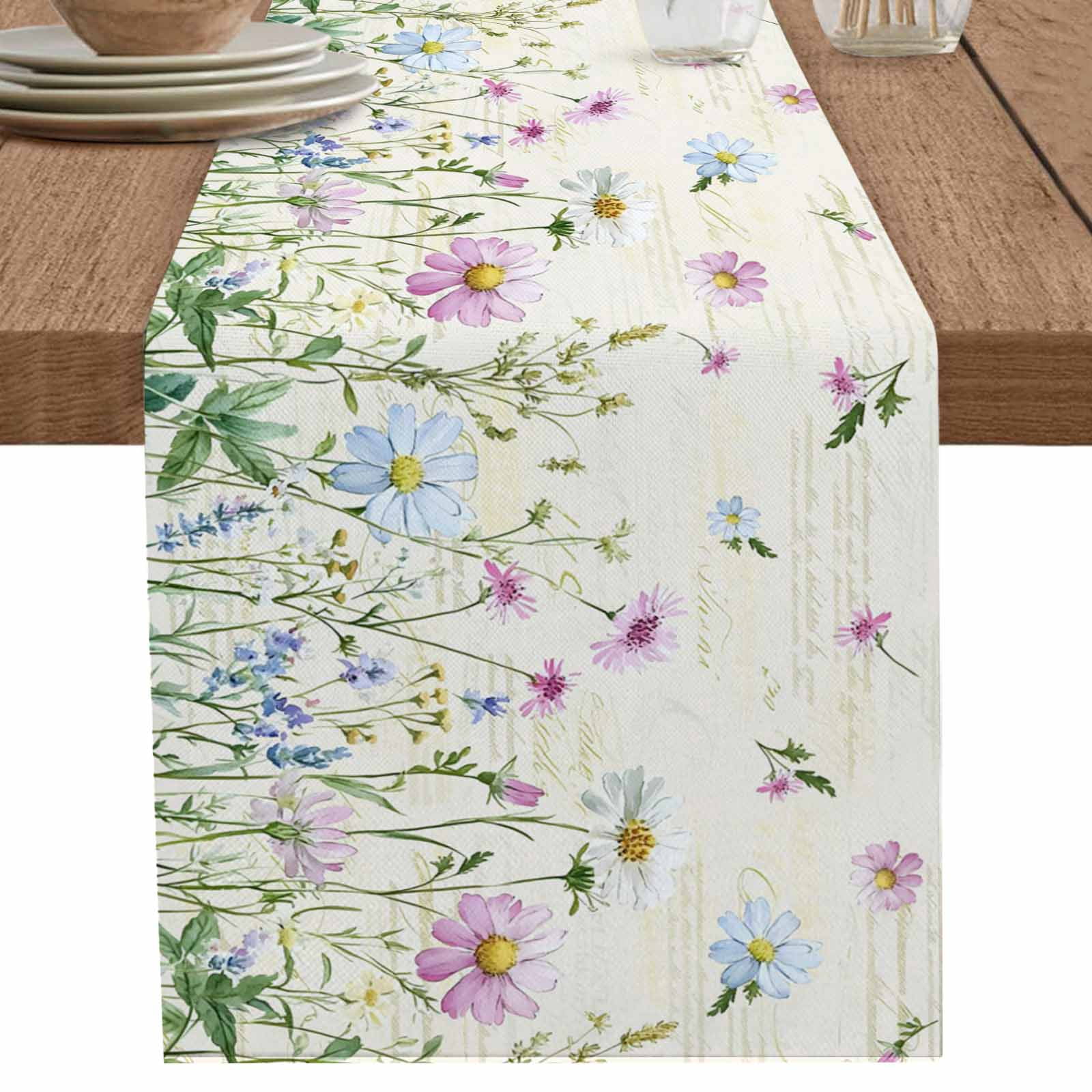 nqOlkjepod Vintage Flower Table Runner 72 Inches Long Farmhouse Dress ...