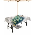 thumbnail image 1 of nqOlkjepod Vintage Peacock Outdoor Tablecloth with Umbrella Hole & Zipper, Watercolor Peacock Feather Flower Rectangle Table Cover 52x70 Inch, Dining Waterproof Table Cloth Protector for Patio/Party, 1 of 7