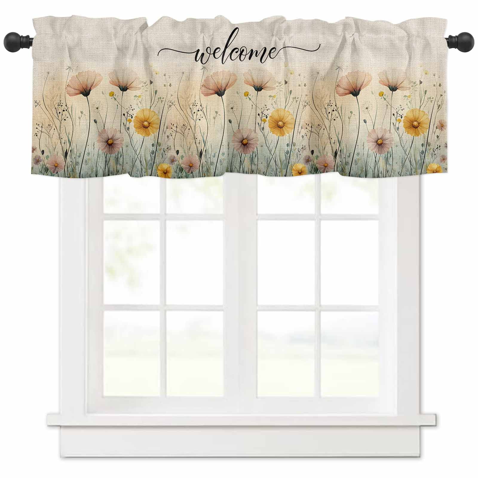 nqOlkjepod Vintage Spring Floral Farmhouse Short Window Curtain ...
