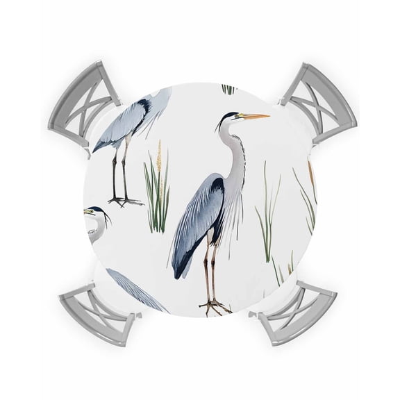 nqOlkjepod Watercolor Birds Round Tablecloth, Fitted Table Cover with Elastic for 36"-44" Round Tables, Tropical Animal Green Grass Table Cloth Outdoor Indoor Dinning Party Waterproof Tablecloths