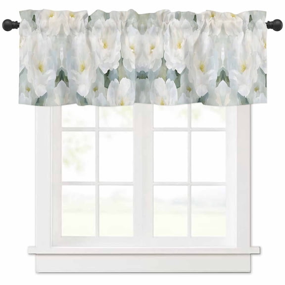 nqOlkjepod Watercolor Flower Farmhouse Short Window Curtain Valances, Spring Blooms Floral Botanical Plant Rod Pocket Kitchen Valances for Living Room Bedroom Bathroom Cafe, 1 Panel - 60" x 18"