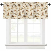 nqOlkjepod Western Cowboy Farmhouse Short Window Curtain Valances, Vintage Country Horse Plants Art Rod Pocket Kitchen Valances for Living Room Bedroom Bathroom Cafe, 1 Panel - 60" x 18"