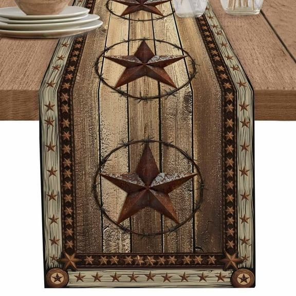 nqOlkjepod Western Farmhouse Table Runner 72 Inches Long Farmhouse Dress Scarves, Rustic Country Texas Star Retro Dining Tablerunner for Coffee Table/Kitchen Island/Party Décor, 18" x 72"