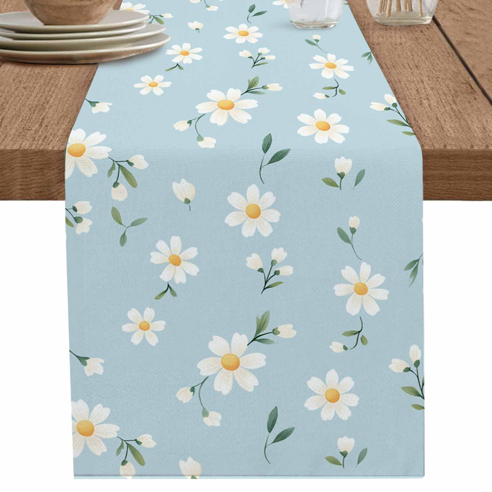 Jactales White Snowman Christmas Table Runner - 72x15 Inch, Lace Embroidered, Winter Holiday Decor