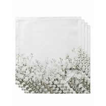 nqOlkjepod White Floral Cloth Napkins Set of 4 Reusable Dinner Napkins, Vintage Botanicals Blossom Motif Spring Cocktail Napkin Washable Table Napkins for Wedding/Holiday Party/Baby Shower 20"x20"