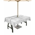 thumbnail image 1 of nqOlkjepod White Marble Outdoor Tablecloth with Umbrella Hole & Zipper, Modern Geometric Abstract Minimalist Crack Rectangle Table Cover 52x70 Inch, Dining Waterproof Table Cloth Protector for Patio, 1 of 7