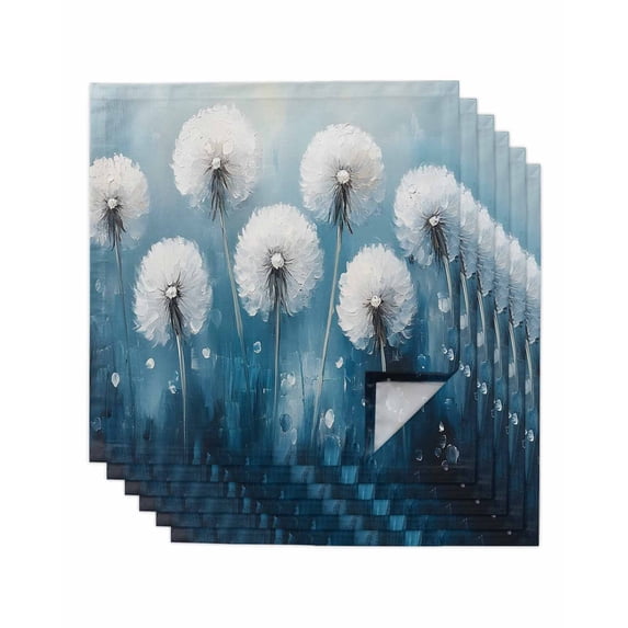 nqOlkjepod White Spring Floral Cloth Napkins Set of 6 Reusable Dinner Napkins, Blue Modern Oil Painting Pastoral Cocktail Napkin Washable Table Napkins for Wedding/Holiday Party/Baby Shower 20"x20"