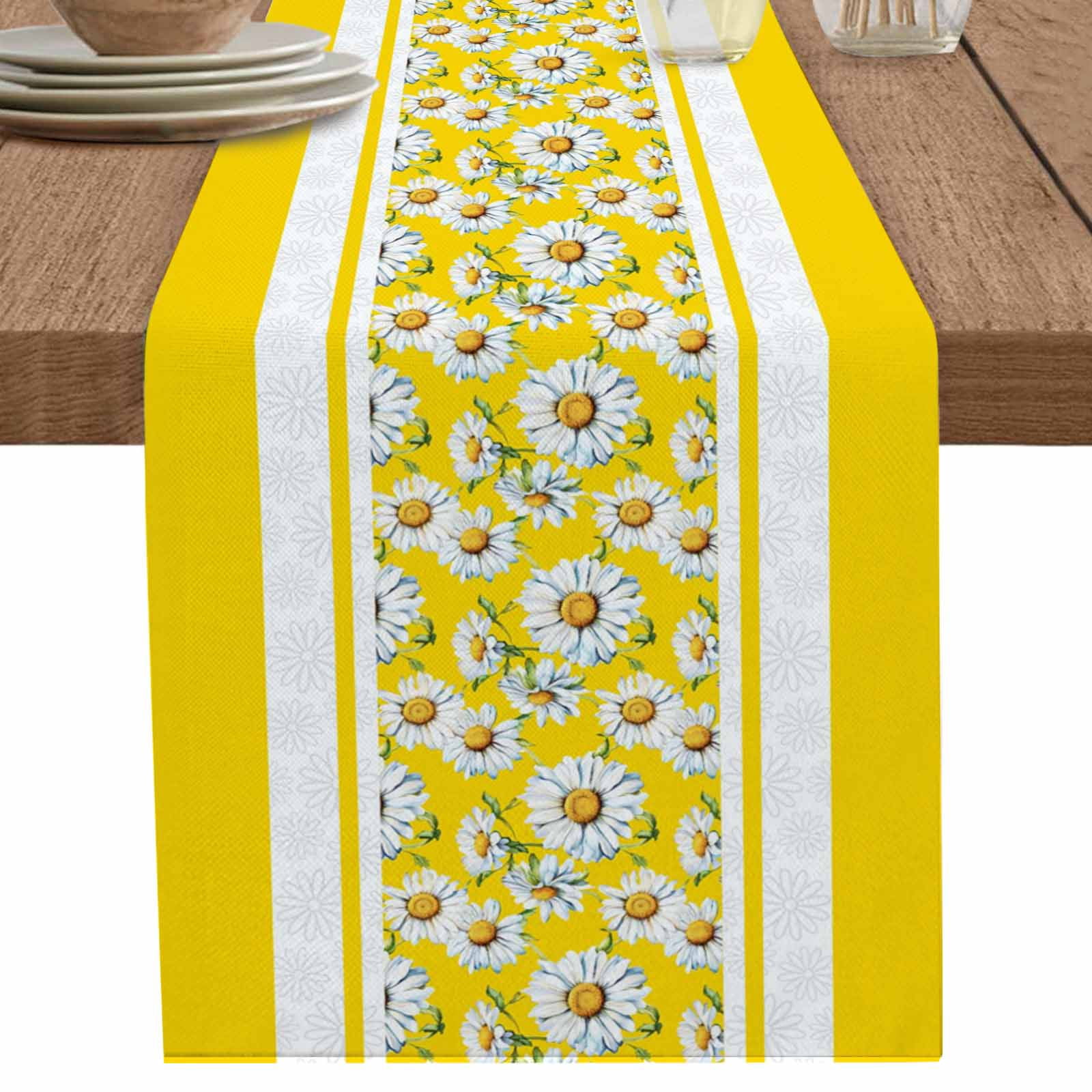 nqOlkjepod Yellow Daisy Table Runner 36 Inches Long Farmhouse Dress ...