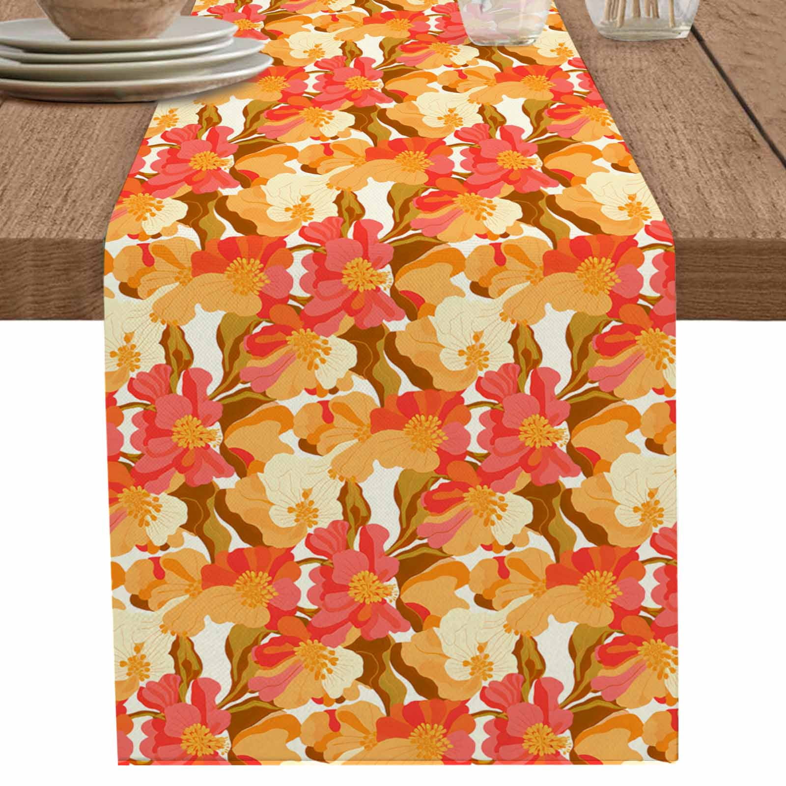 nqOlkjepod Yellow Flowers Table Runner 72 Inches Long Farmhouse Dress ...