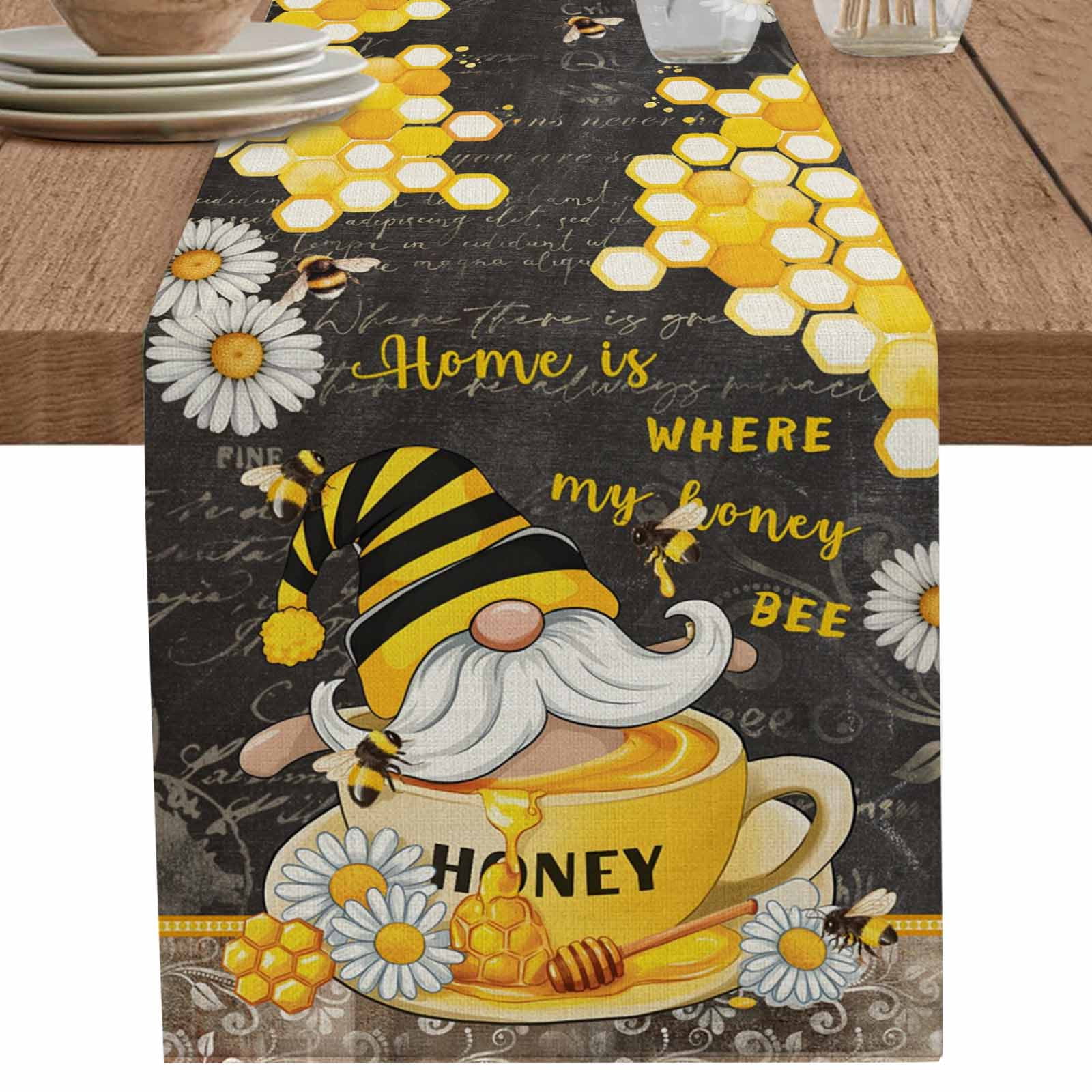 nqOlkjepod Yellow Gnomes Table Runner 72 Inches Long Farmhouse Dress ...