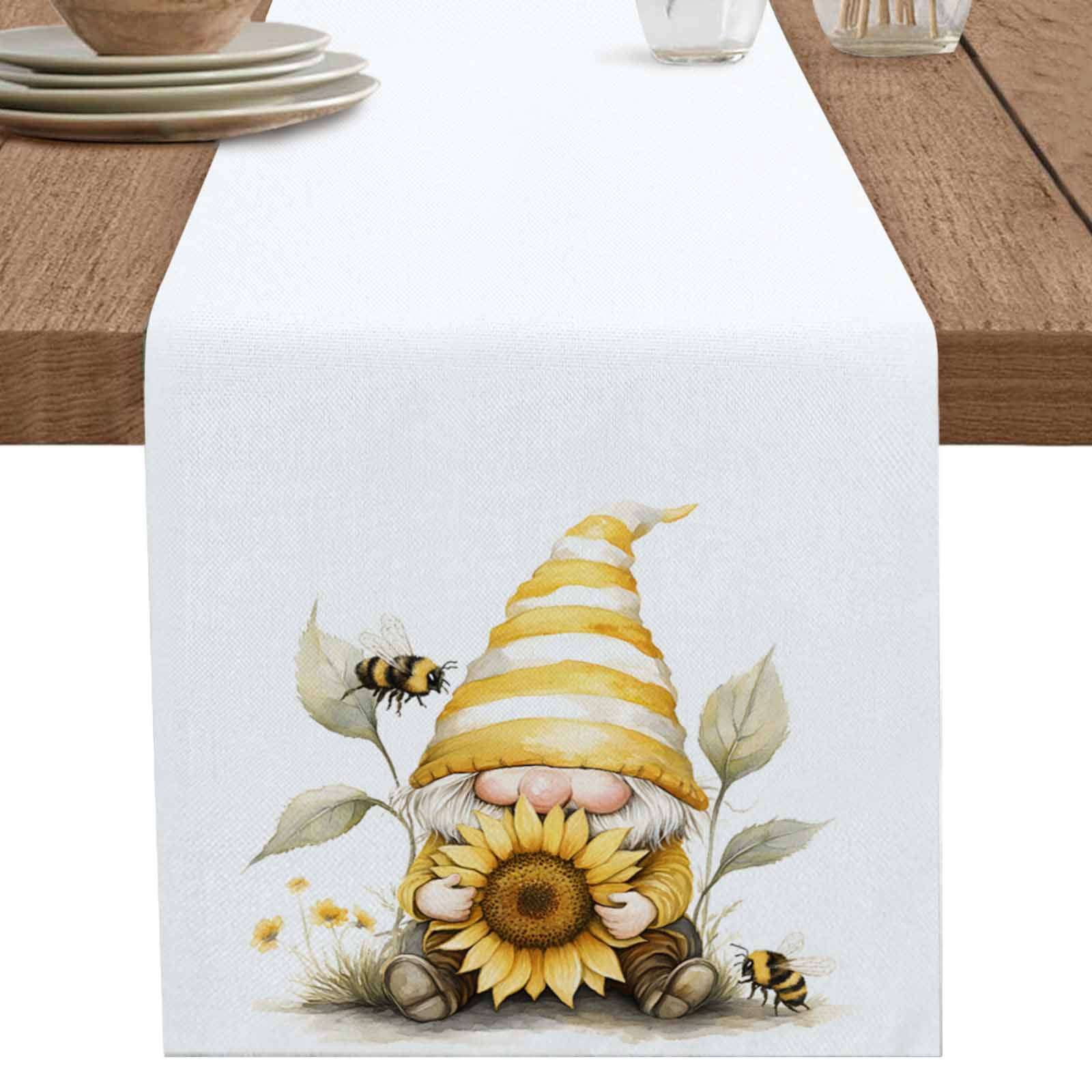 nqOlkjepod Yellow Gnomes Table Runner 72 Inches Long Farmhouse Dress ...