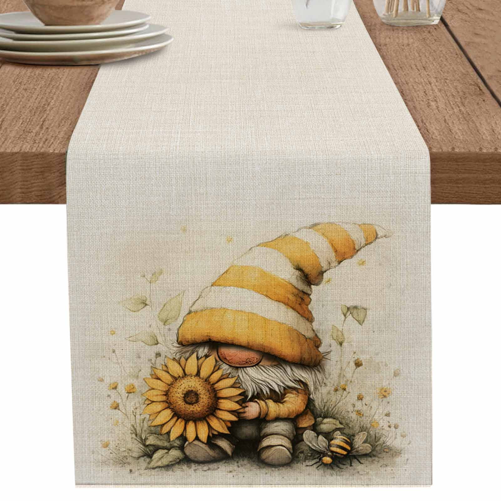nqOlkjepod Yellow Gnomes Table Runner 72 Inches Long Farmhouse Dress ...