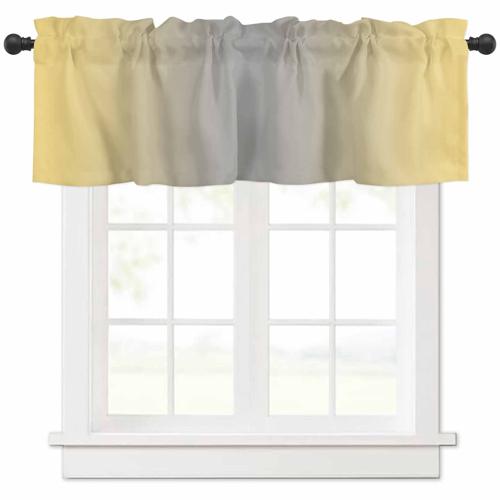 nqOlkjepod Yellow Gray Ombre Farmhouse Short Window Curtain Valances ...