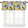 thumbnail image 1 of nqOlkjepod Yellow Lemon Farmhouse Short Window Curtain Valances, Blue Leaf Vintage Botanical Summer Spring Rod Pocket Kitchen Valances for Living Room Bedroom Bathroom Cafe, 1 Panel - 42" x 12", 1 of 8