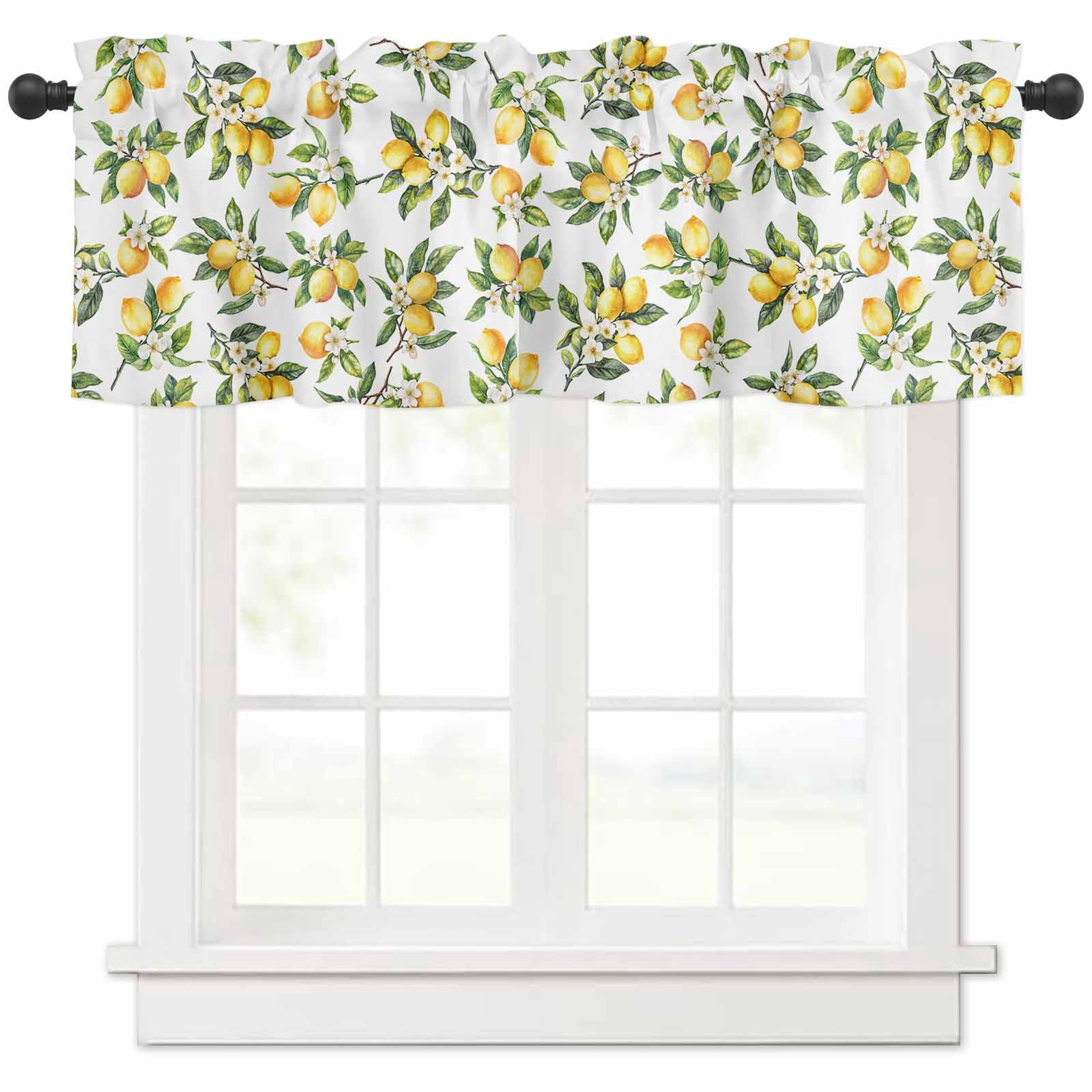 nqOlkjepod Yellow Lemon Farmhouse Short Window Curtain Valances ...