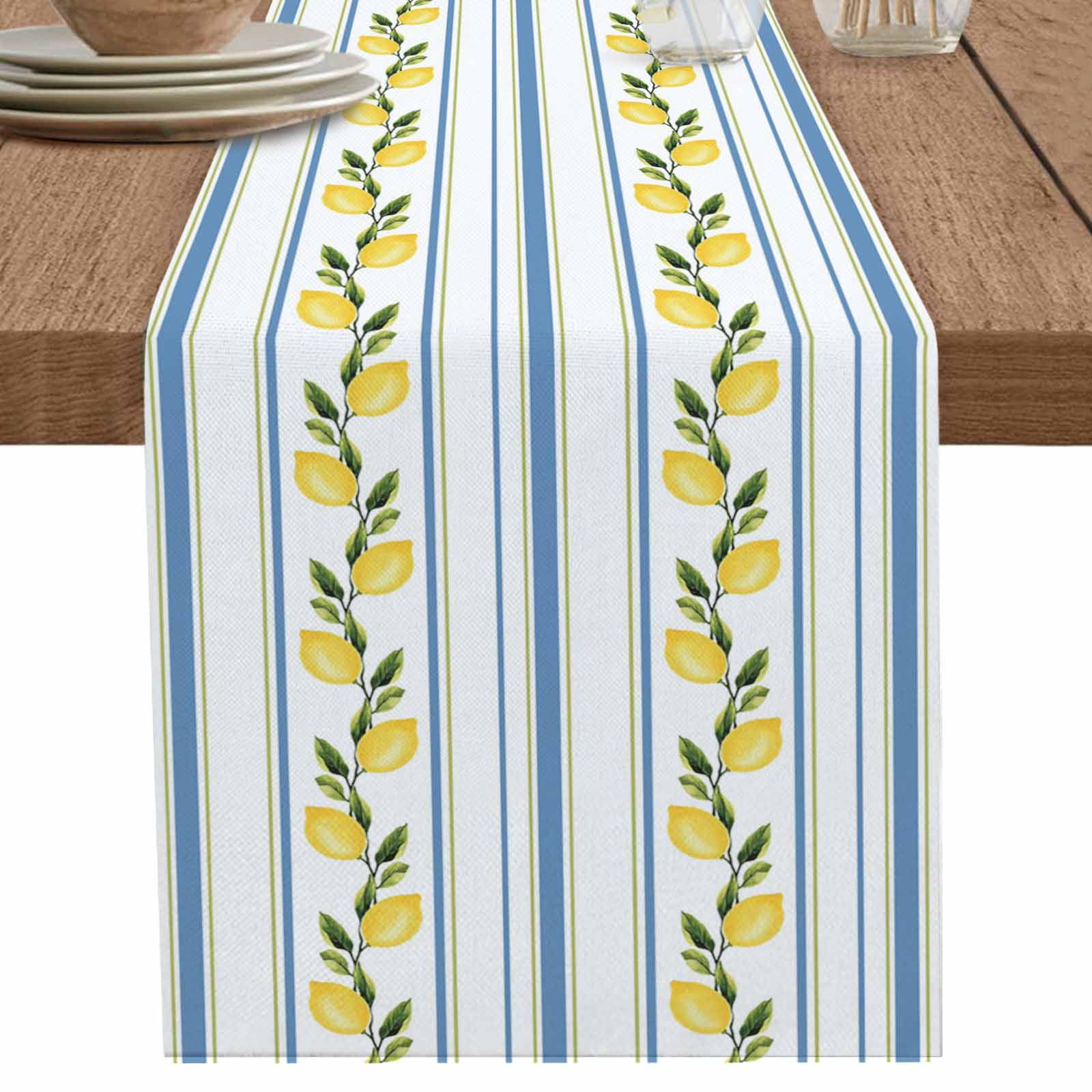 nqOlkjepod Yellow Lemon Table Runner 70 Inches Long Farmhouse Dress ...