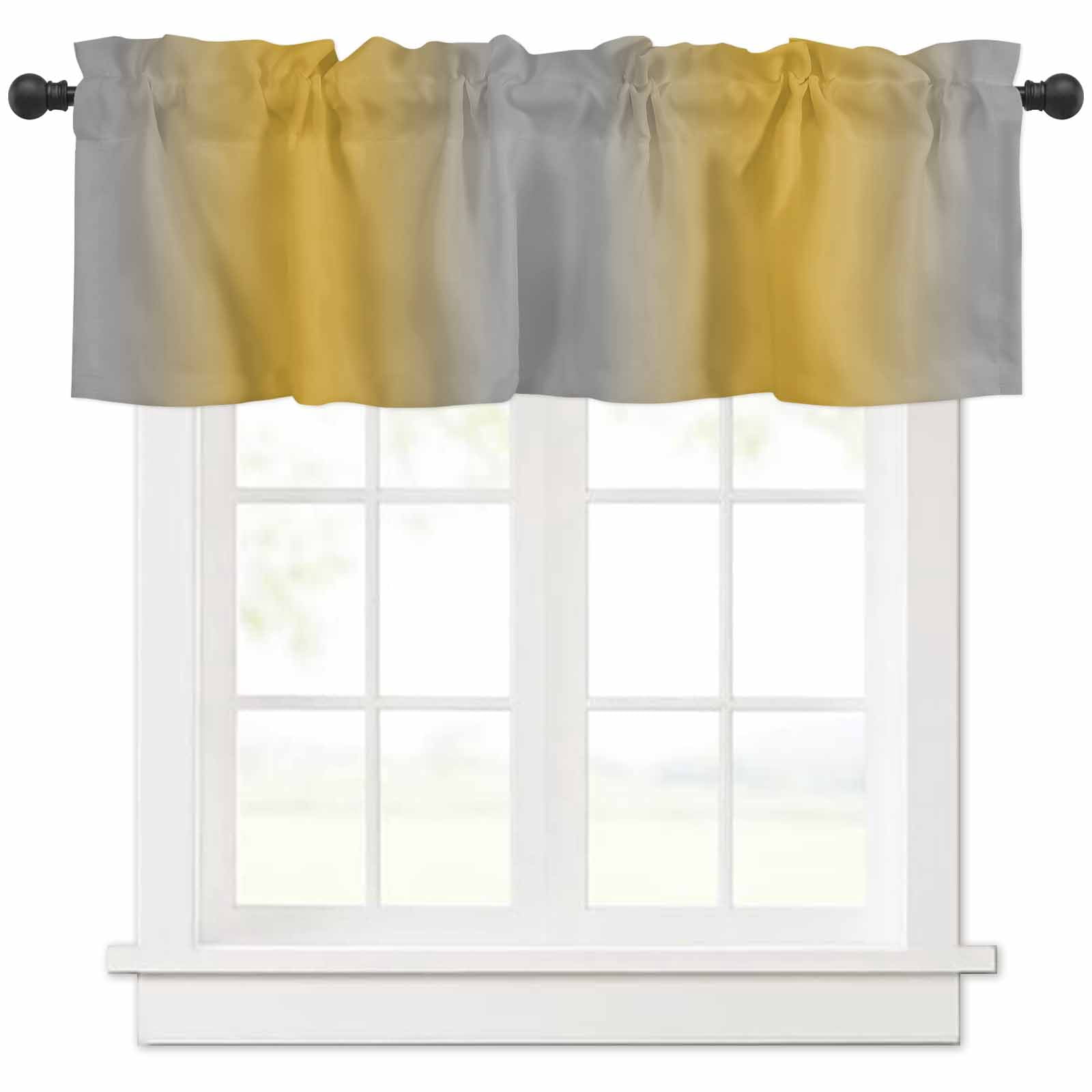 nqOlkjepod Yellow Ombre Farmhouse Short Window Curtain Valances, Grey ...