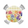 thumbnail image 1 of nqOlkjepod Yellow Plaid Tulip Round Tablecloth, Fitted Table Cover with Elastic for 36"-44" Round Tables, Spring Floral Watercolor Botanical Table Cloth Outdoor Dinning Party Waterproof Tablecloths, 1 of 6