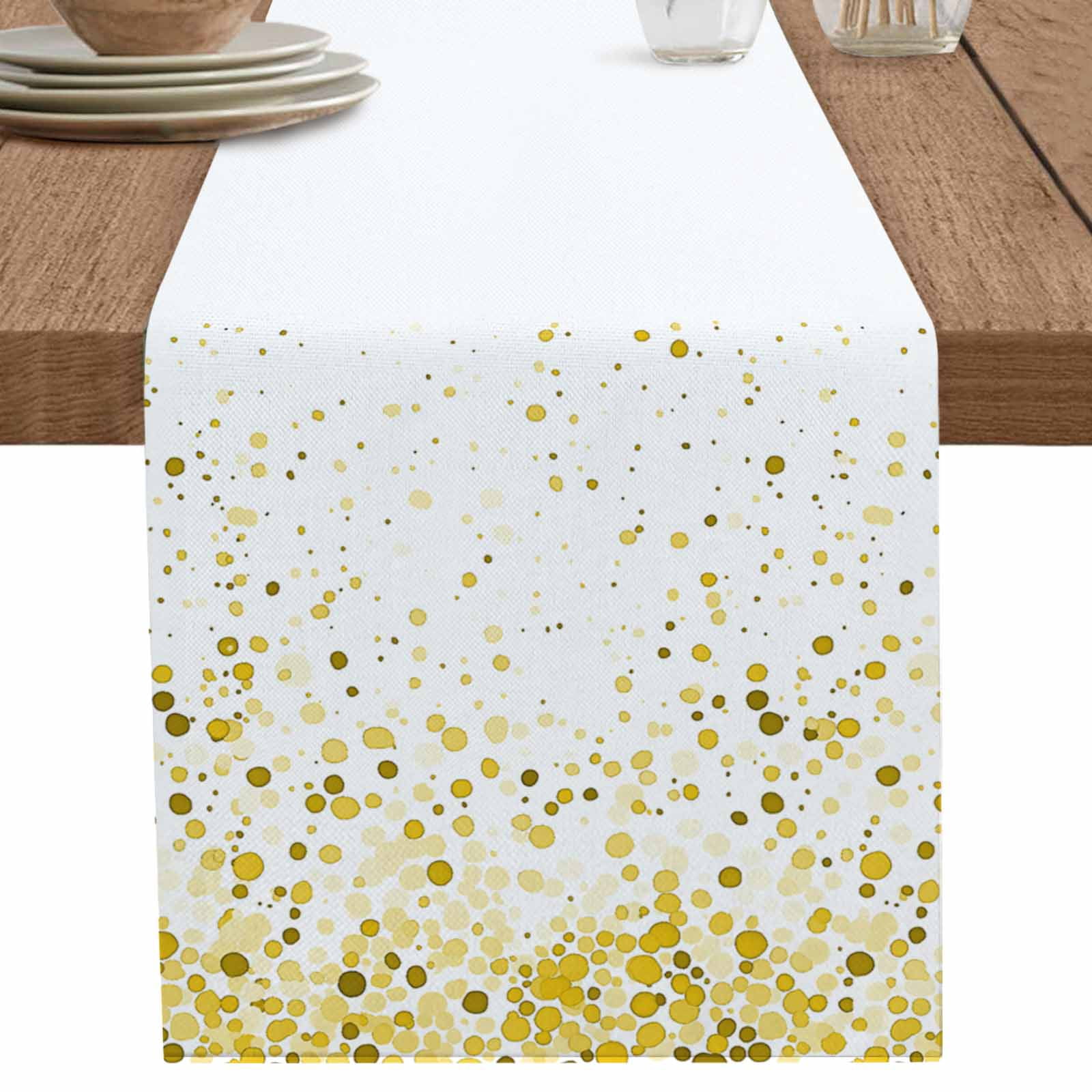 nqOlkjepod Yellow Polka Dot Table Runner 70 Inches Long Farmhouse Dress ...