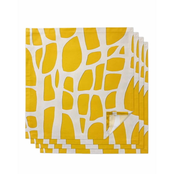 nqOlkjepod Yellow Stained Glass Cloth Napkins Set of 4 Reusable Dinner Napkins, Color Block Abstract Art Cocktail Napkin Washable Table Napkins for Wedding/Holiday Party/Baby Shower 20"x20"