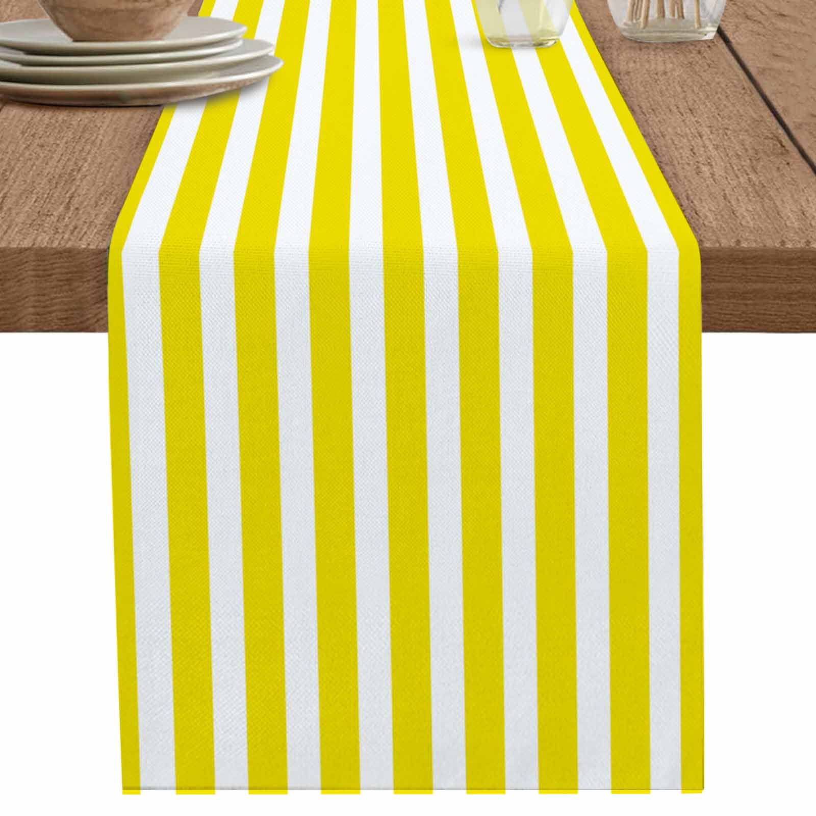 nqOlkjepod Yellow Striped Table Runner 72 Inches Long Farmhouse Dress ...