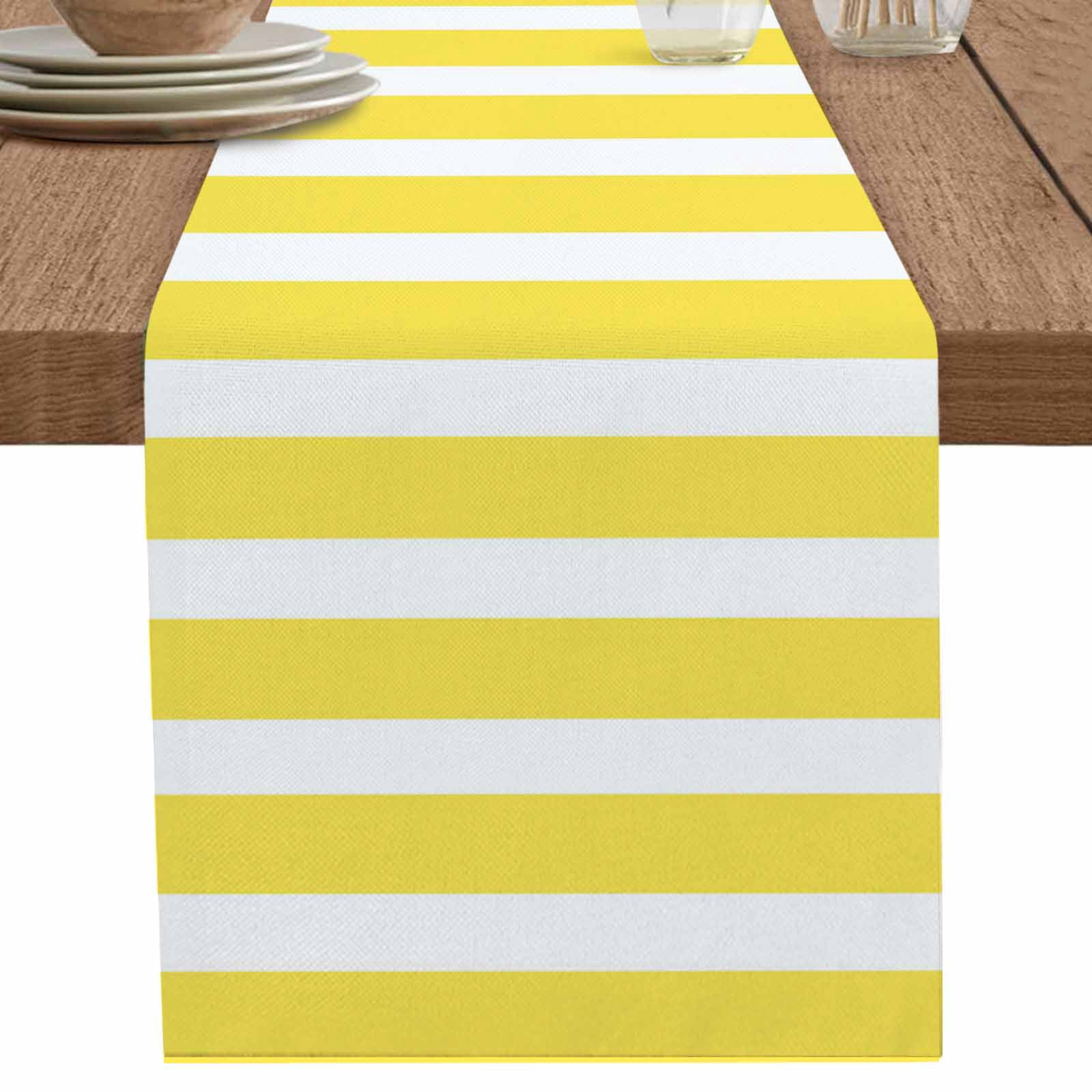 nqOlkjepod Yellow Striped Table Runner 72 Inches Long Farmhouse Dress ...