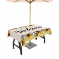 thumbnail image 2 of NqOlkjepod Spring Flowers Blue Outdoor Tablecloth With Umbrella Hole & Zipper, Enchanted Garden Florals Rectangle Table Cover 60x102 Inch Dining Waterproof T 2 of 9