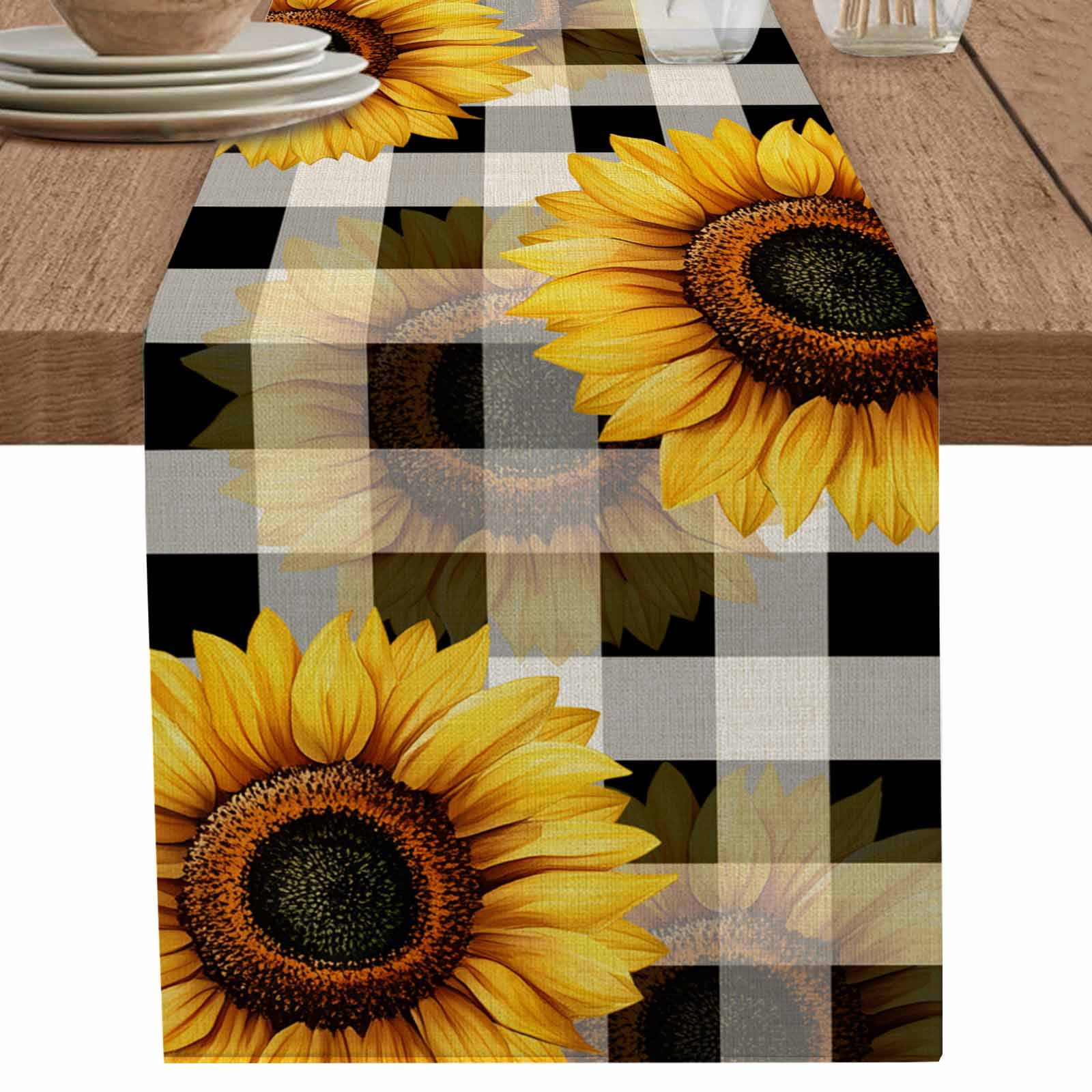 nqOlkjepod Yellow Sunflower Table Runner 36 Inches Long Farmhouse Dress ...