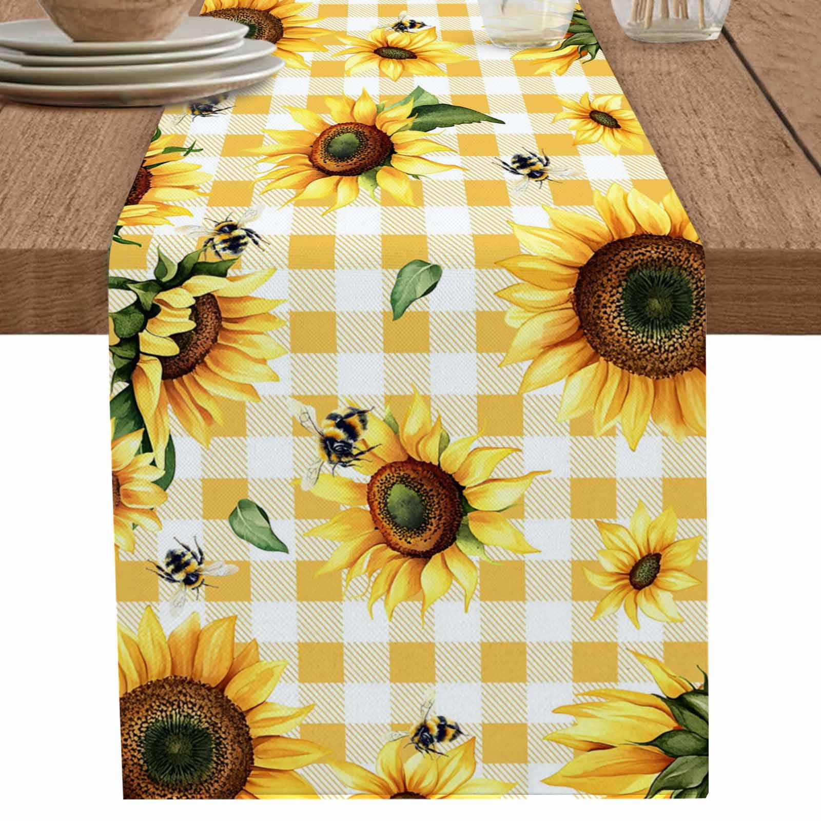 nqOlkjepod Yellow Sunflower Table Runner 48 Inches Long Farmhouse Dress ...