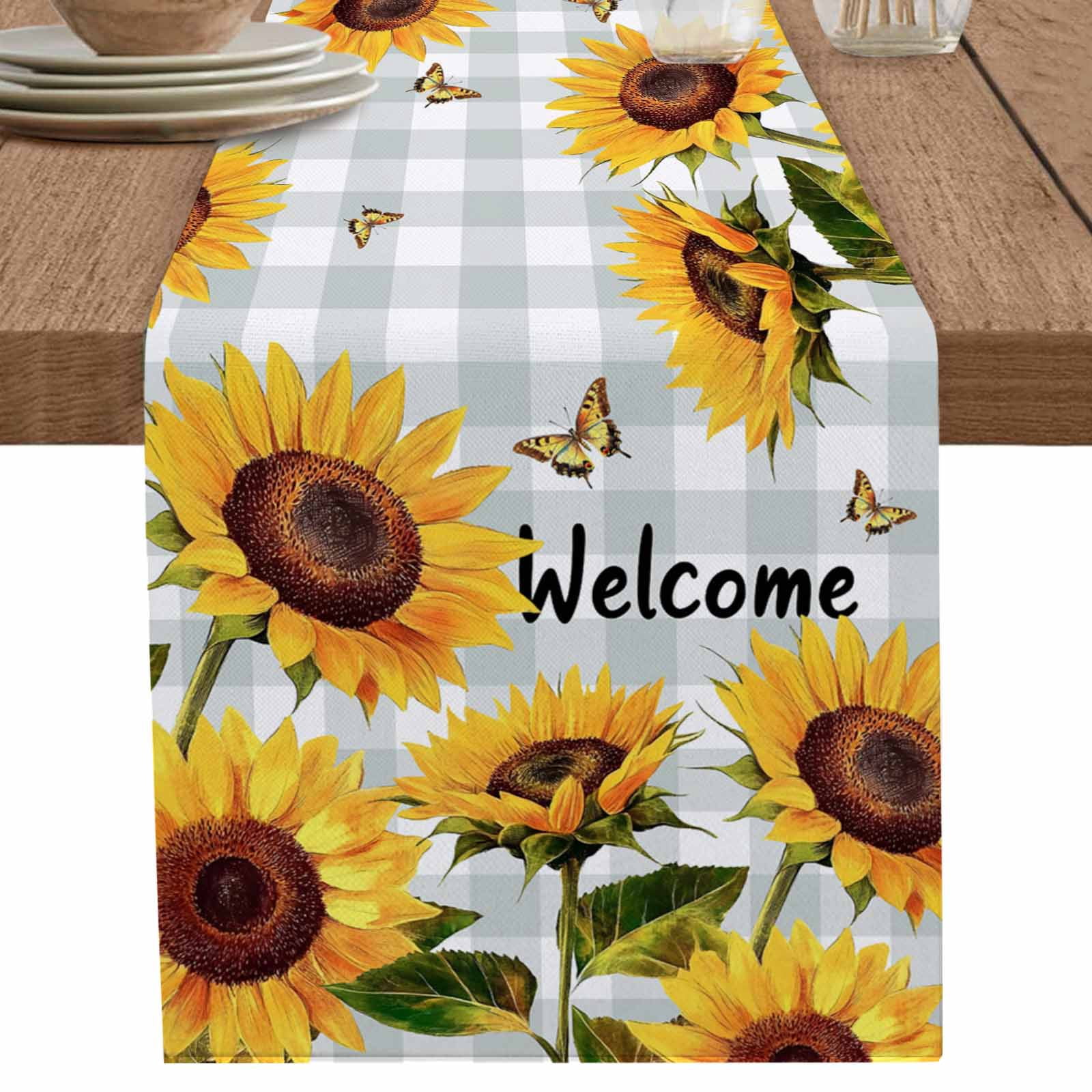nqOlkjepod Yellow Sunflower Table Runner 72 Inches Long Farmhouse Dress ...