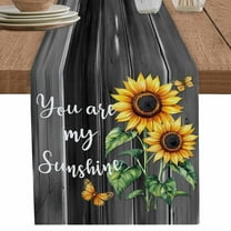 nqOlkjepod Yellow Sunflower Table Runner 72 Inches Long Farmhouse Dress Scarves, Butterfly Sunshine Black Farmhouse Wood Dining Tablerunner for Coffee Table/Kitchen Island/Party Décor, 16" x 72"