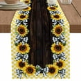 thumbnail image 1 of nqOlkjepod Yellow Sunflower Table Runner 72 Inches Long Farmhouse Dress Scarves, Plaid Black Bows Plank Country Dining Tablerunner for Coffee Table/Kitchen Island/Party Décor, 13" x 72", 1 of 8