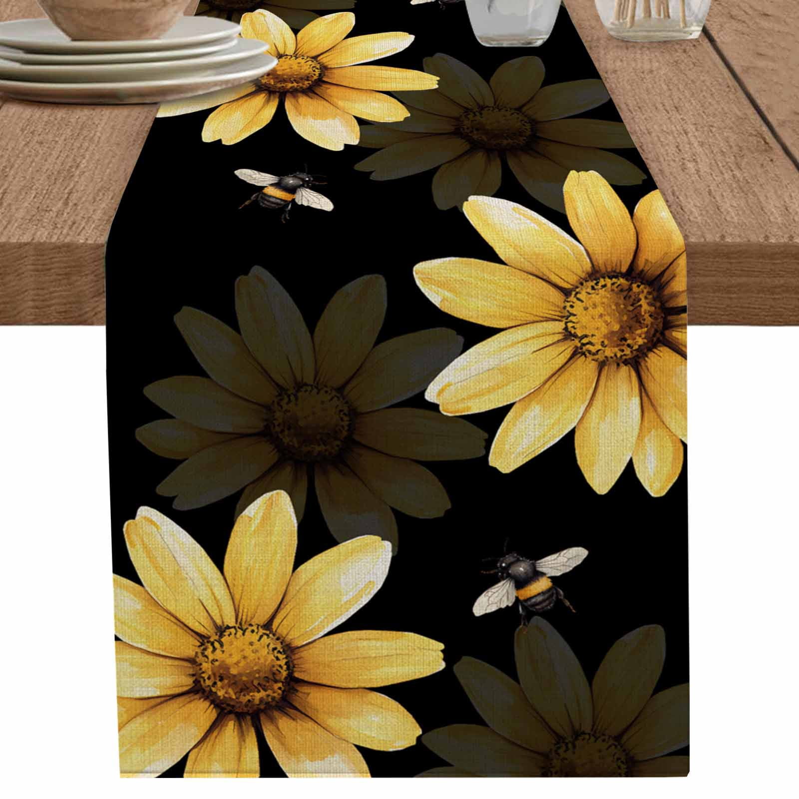 nqOlkjepod Yellow Sunflower Table Runner 72 Inches Long Farmhouse Dress ...